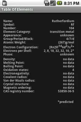 Table Of Elements android App screenshot 0